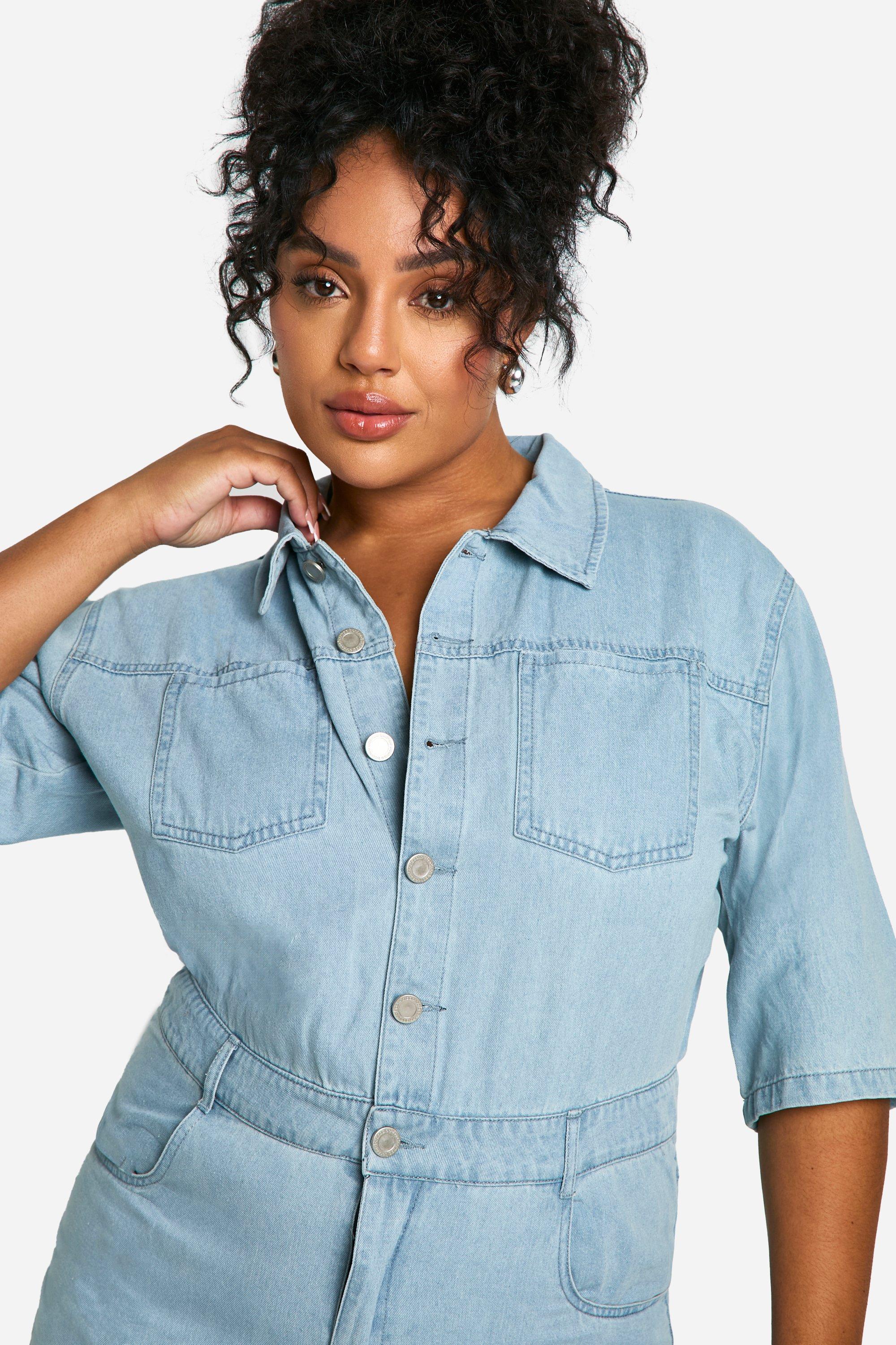 Short sleeve 2024 denim boiler suit